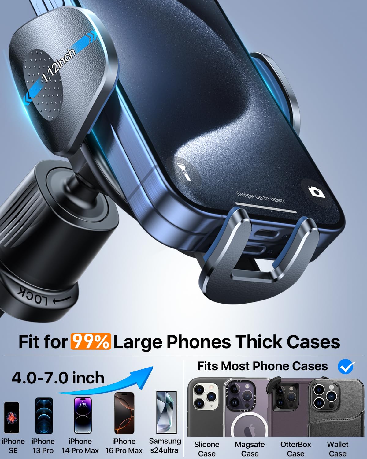 YRU [2026 Upgraded Military-Grade Metal Hook Phone Holders for Your Car