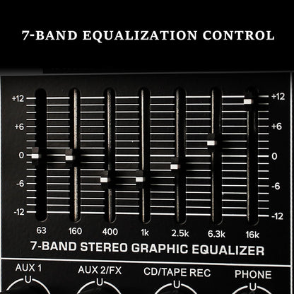 MICNAUX Audio Mixer 6 Channel Professional Mixer Console with 320 DSP Effects, 7-band EQ Sound Mixing Board Digital DJ Mixer w/USB Bluetooth MP3 for Recording, Independent 48V Power & Mute Button
