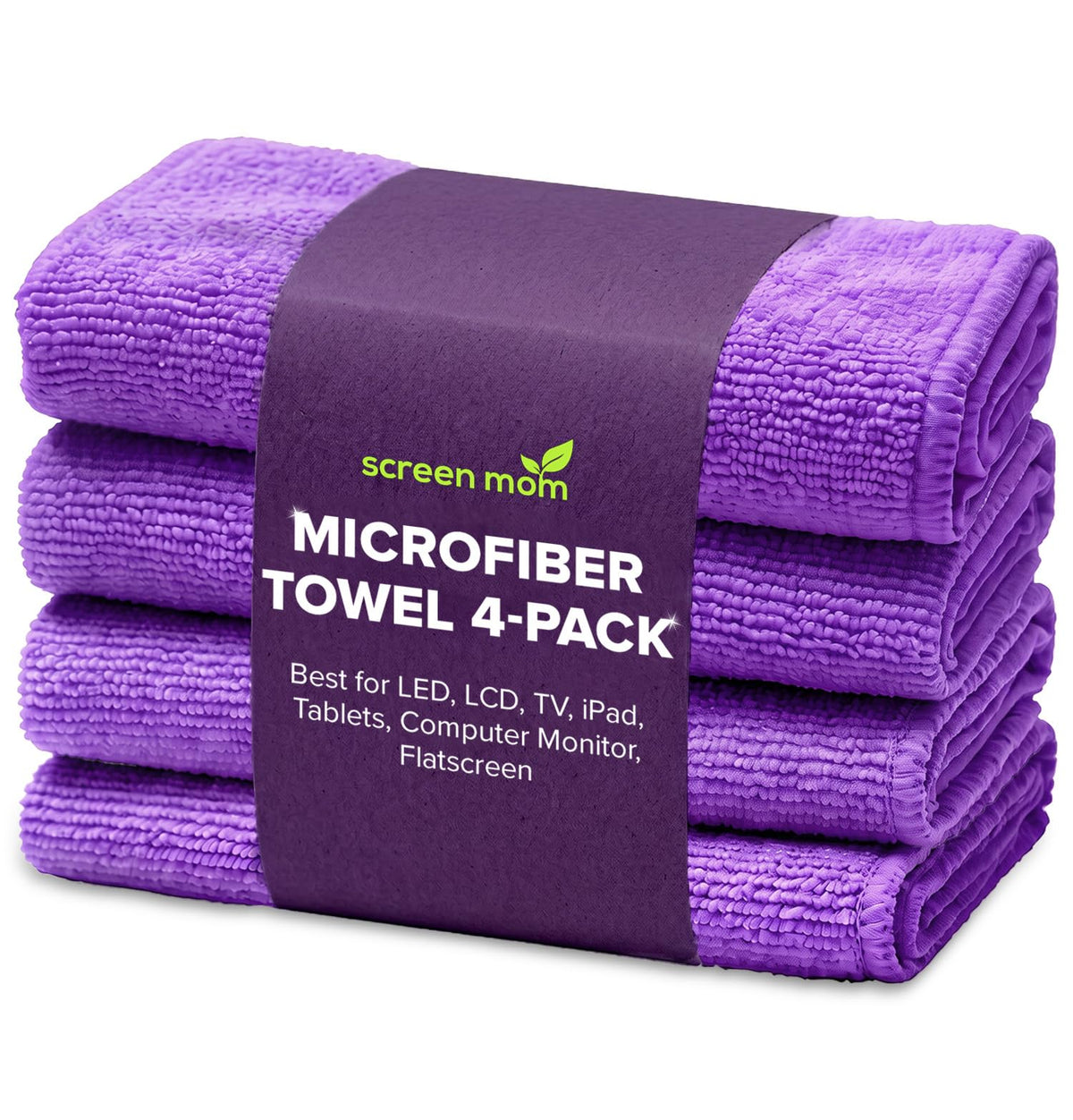Screen Cleaner 4-Pack Microfiber Cloths for TV, Car, Laptop & Computer