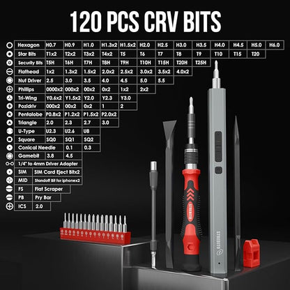 STREBITO Electric Screwdriver, 144-in-1 Precision Screwdriver Set, 120 Magnetic Bits, Organized Storage and Portability, Small Tool Kit for Electronics, PC, Computer and Laptop, Gifts for Men