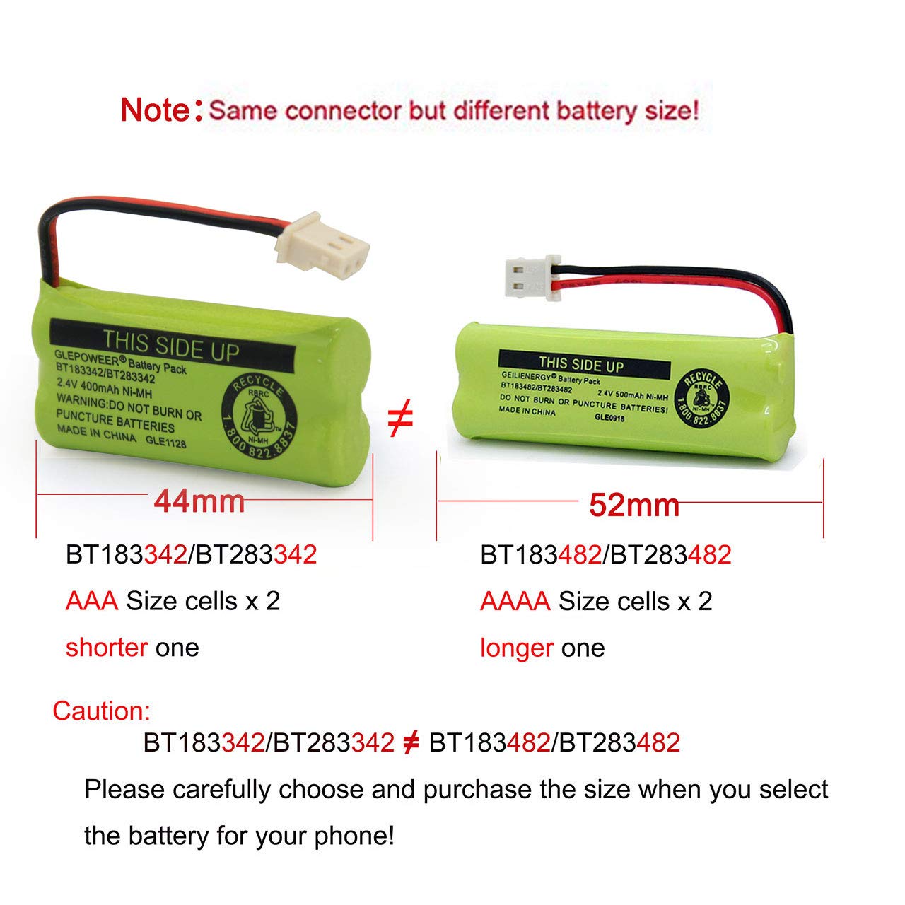 GLEPOWEER BT183342/BT283342 2.4V 400mAh Ni-MH Battery Pack, Also Compatible with Cordless Phone Batteries BT166342/BT266342 BT162342/BT262342 CS6709 CS6609 CS6509 CS6409 EL52100 EL50003(3 Pack)