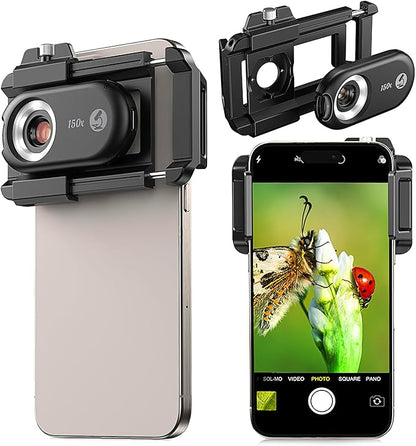 Kolertron Mobile Phone Microscope Lens, Universal with LED Ultraviolet lamp and CPL, Portable Digital Microscope Camera Accessory, Suitable for 90% iPhone/Android Phones (Note: Compatible)