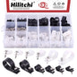 Hilitchi 132 Pcs 6 Sizes Black and White Plastic Cable Clamp R Type Screw Mounting Cord Fastener Cable Clips Assortment Kit with Screws for Wire Management Cable Conduit (Clips from 6mm to 23mm)