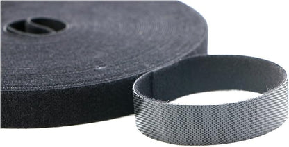 Reusable Fastening Tape Cable Ties 3/4 Inch Double Side Hook Roll (25 Yard, Black Upgraded Version)