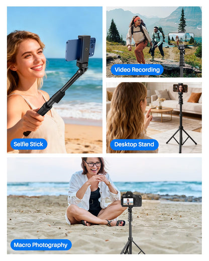 Extendable Phone Tripod for iPhone & Selfie Stick with Remote