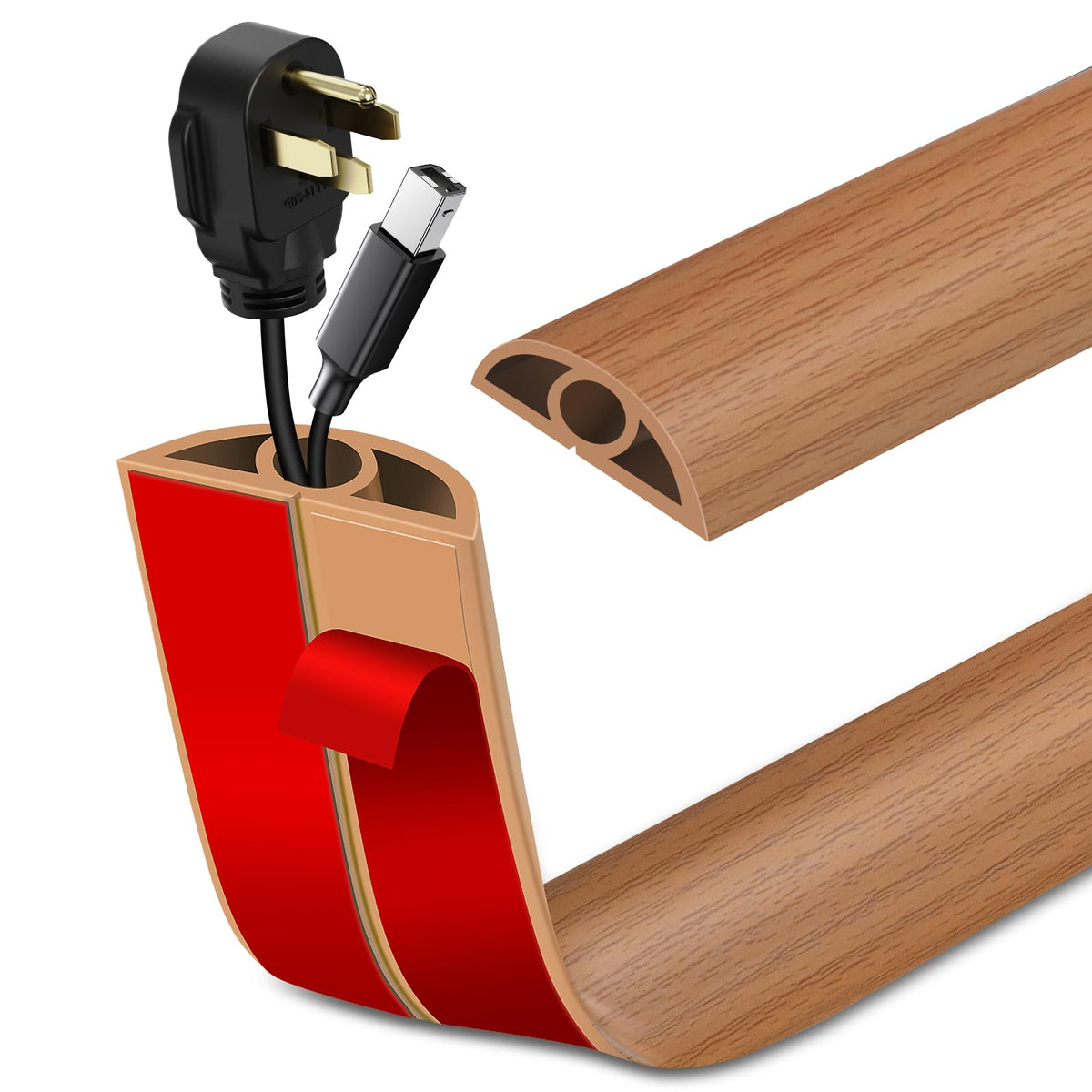 LSGCQ Floor Cord Cover Self Adhesive Cord Hider Floor Cable Management