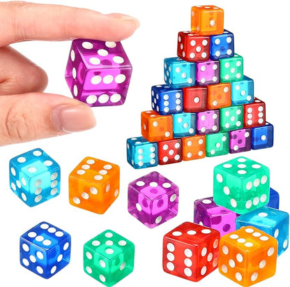 36 Piece 19 mm Casino Style Craps Dice Sets Acrylic and Translucent D6 Dice, Square W/Rounded Edge for Casino, Craps, Table Games and Board Games (Classic Color)