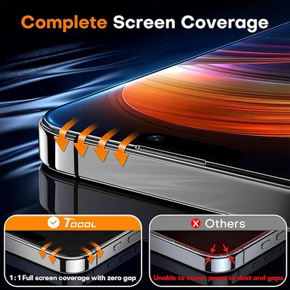 TOCOL for iPhone 16 Plus 15 Plus Privacy Screen Protector True 25°Anti Spy 9H+ Hardness Tempered Glass Full Coverage Screen Protector Easy Installation 2 Pack