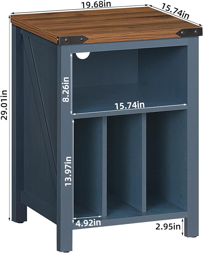 Joaxswe Record Player Stand with Vinyl Record Storage Holds up to 160 Albums,Large Wood Record Player Table，Blue Turntable Stand Cabinet Dispaly Shelf for Living Room,Bedroom,Office