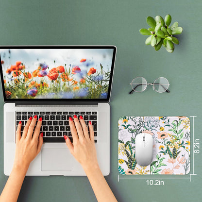 3 Pack Small Mouse pad Beautiful Flowers Plants Mouse Pads for Wireless Mouse Office Computer Mousepad for Desk Mat Laptop with Non-Slip Rubber Base(Flower)