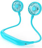Portable Neck Fan, 2600mAh Battery Operated, Ultra Quiet Hands Free USB Fan with 3 Speeds, Strong Wind, 360° Adjustable High Flexibility Wearable Personal Fan for Sport Office Outdoor Travel (Cyan)