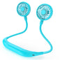 Portable Neck Fan, 2600mAh Battery Operated Sport Fan Ultra Quiet Hands Free USB Fan with 3 Speeds, Strong Wind, 360° Adjustable High Flexibility Wearable Personal Fan for Office Outdoor Travel (Cyan)