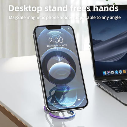 Magnetic-Phone-Grip-Stand-with-Finger-Strap, 4-in-1 Magnetic Ring Holder, Kickstand and Elastic Strap for Smartphones, Universal Fit for iPhone, Android, and Cases (Colorful)