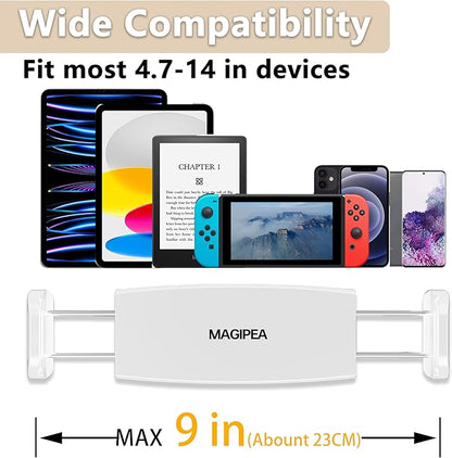 Tablet Stand Holder, Mount Holder Clip with Grip Flexible Long Arm Gooseneck Compatible with ipad iPhone/Nintendo Switch/Samsung Galaxy Tabs/Amazon Kindle Fire HD (New White)