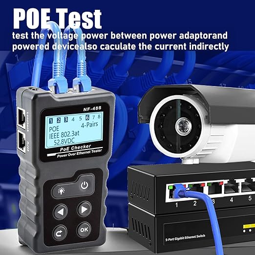 NOYAFA NF-488 RJ45 Network Cable Tester POE Ethernet Power Detector Tool