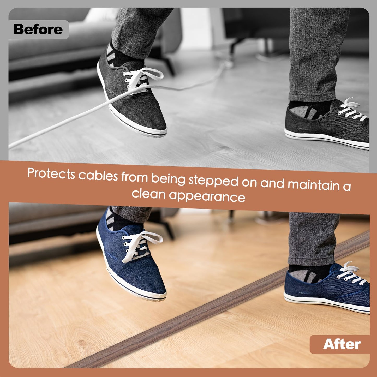 EYAYEN Floor Cord Cover for Wires on Floor Self Adhesive Cord Hider