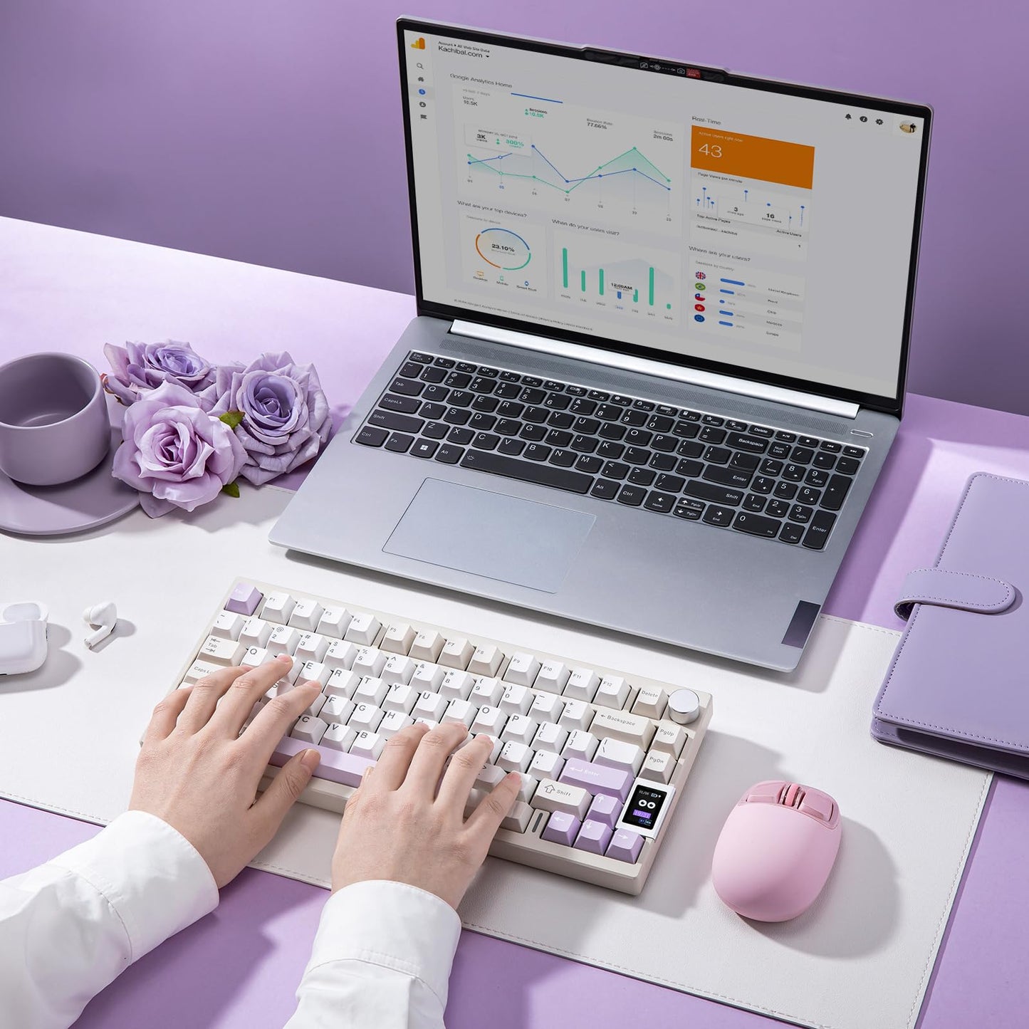 YUNZII AL80 75% Wireless Aluminum Mechanical Keyboard(Beige, Gateron Zero)