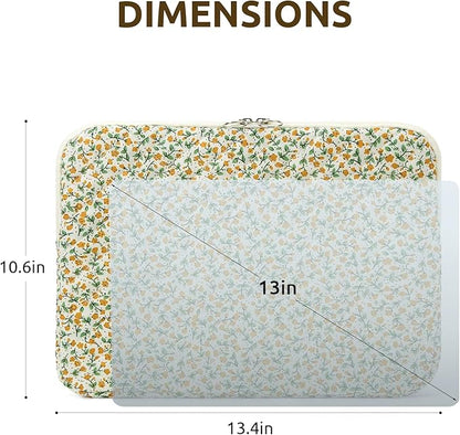 Puffy Laptop Sleeve 13-15.6 Inch Cute Quilted Laptop Protective Case Padded Floral Computer Sleeve for MacBook (B-Yellow, 13 Inch)