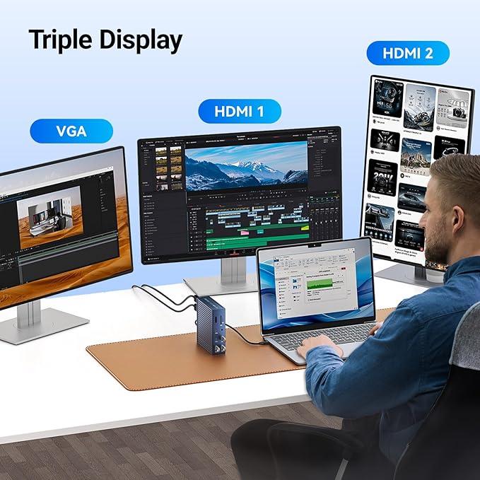 ACASIS USB C Docking Station Dual Monitor, 16-in-1 Laptpop Docking Station with 2* HDMI,VGA,2.5G Ethernet,SD/TF,10Gbps USB-C 3.1,3.5mm Audio,PD100W,USBC Hub for MacBook/Dell/Lenovo/HP/ThinkPad (Gray)