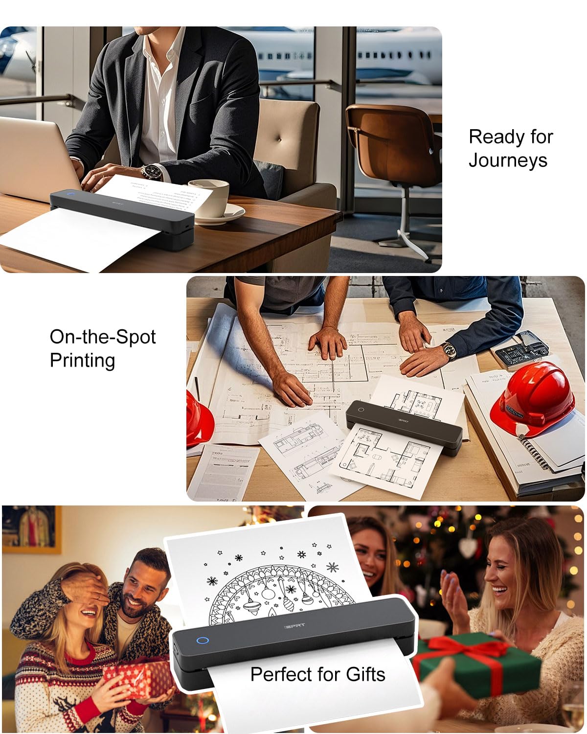 Inkless Portable Printer for Travel, MT610Pro Wireless Thermal Printer