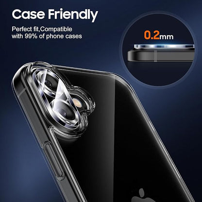 UniqueMe for 3 Pack iPhone 16 / iPhone 16 Plus Camera Lens Protector - [Drop Protection] [Case Friendly] 9H Tempered Glass Camera Cover Screen [Update New Version] - Silver