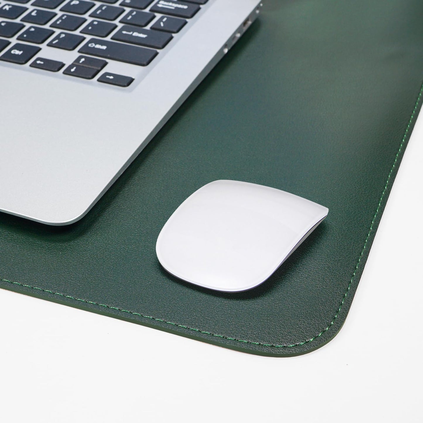 AFIING Leather Desk Pad Protector, Large Desk Mat with Natural Cork & PU Leather, Mouse Pad, Non-Slip, Waterproof Desk Writing Pad for Office and Home (Dark Green)