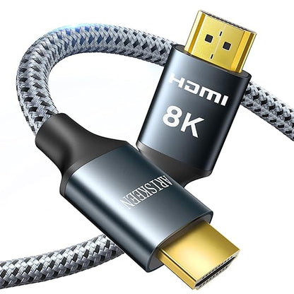 ARISKEEN 8K HDMI Cable 8 FT, 48Gbps High Speed HDMI 2.1 Cable, 8K 60Hz, 4K 120Hz 144Hz Braided HDMI Cord - 8 Feet