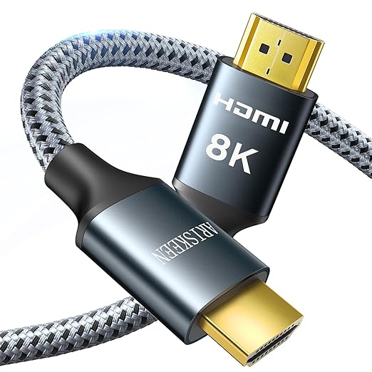 ARISKEEN 8K HDMI Cable 3 FT, 48Gbps High Speed HDMI 2.1 Cable, 8K 60Hz, 4K 120Hz 144Hz Braided HDMI Cord - 3 Feet