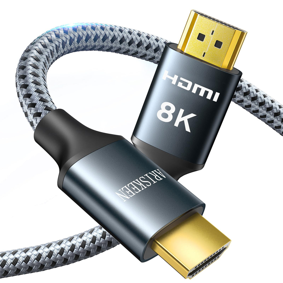 ARISKEEN 8K HDMI Cable 13 FT, 48Gbps High Speed HDMI 2.1 Cable, 8K 60Hz, 4K 120Hz 144Hz Braided HDMI Cord - 13 Feet