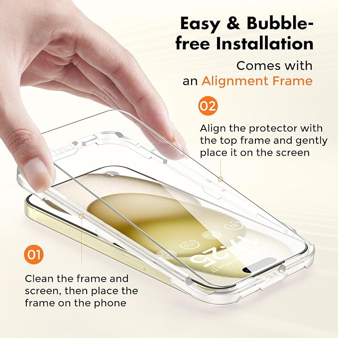 UNBREAKcable 2-Pack Screen Protector for iPhone 16 / iPhone 15, Double Shatterproof Tempered Glass [Easy Installation] [9H Hardness] [99.99% HD Clear] [Case Friendly] for iPhone 6.1 inch