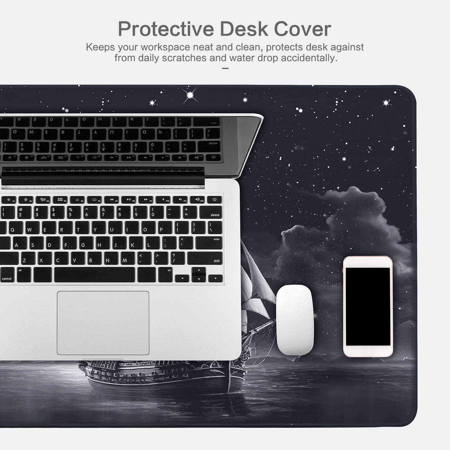 Lokigo Big Desk Pad, Large Desk Mat, 31.5"x15.7", Nautical Sailboat