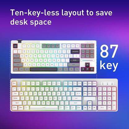 Redragon K729 PRO 80% Wireless Gasket RGB Gaming Keyboard, 3-Mode TKL Mechanical Keyboard w/Knob Control, Mix-Color PBT Keycaps, Hot-Swap South-Facing Socket & 5-Layer Dampener, Custom Silent Switch
