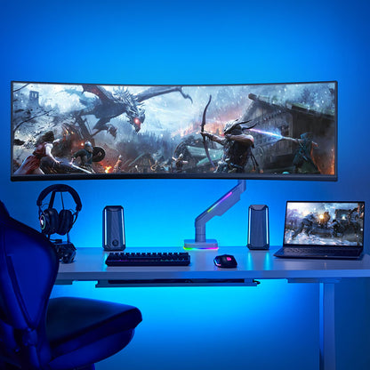 AVLT RGB Gaming Single Monitor Arm Desk Mount for 17-49" Screens - White