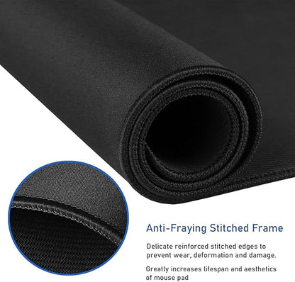Gaming Mouse Pad, Large Desk Mouse Pad with Stitched Edges,(35.4X15.7In) Durable Non-Slip Natural Rubber Base, Waterproof Computer Keyboard Pad Mat for Esports Pros/Gamer/Desktop/Office/Home, Black