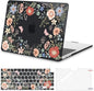 MOSISO Compatible with MacBook Air 13 inch Case 2025 2024 2023 2022 M4 A3240 M3 A3113 M2 A2681, Lush Floral Hard Shell&Keyboard Cover&Screen Protector for MacBook Air 13.6 inch Case, Black