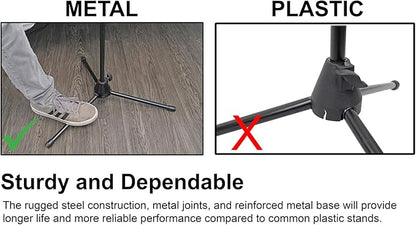 Rockville RVMIC3 V2 Portable Adjustable Tripod Boom Mic Stand for Singers & Musicians, Quick Release Clutch, Sturdy All-Metal, 25"-46.5" Telescopic Boom, Foldable, 6.7 lbs
