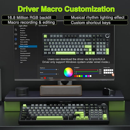 AULA F99 Pro Wireless Mechanical Keyboard with Knob,Tri-Mode BT5.0/USB-C/2.4GHz Hot Swappable Custom Keyboard,Pre-lubed Linear Switches,RGB Backlit Computer Gaming Keyboards