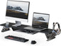 Fenge Dual Monitor Stand, 42.5 Inch Monitor Riser for Desk, Wood Desk Shelf for 2 Monitors, 2 Tier Monitor Shelf with Headphone Stand & Phone Holder