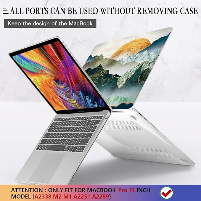 CISSOOK Compatible with MacBook Pro 13 inch 2025-2020 Model A2338 A2251 A2289 with Touch Bar, Sunshine and Mountain Scenery Cover for MacBook Pro 13 M2 M1 with Keyboard Cover