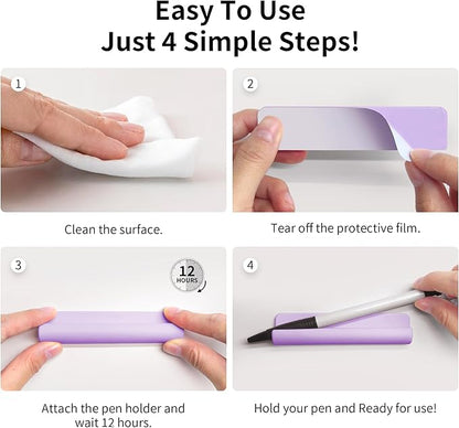 ELETIUO Pencil Holder For Most Pens,Pencils,Self-Adhesive Stick To Notebooks,Diary,Desks,Whiteboards Or Any Surface,Silicone Pen Holder For Home,Office And Desk Organization,Purple