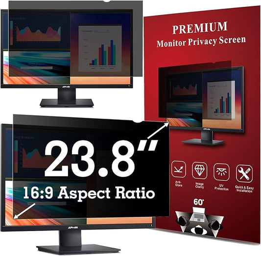 APeiSi 23.8 Inch Privacy Screen Filter for 16:9 Widescreen Monitor | Privacy Shield | Anti-Glare | Anti-Blue light Protector | Eye Protection | Computer Security Private Filter