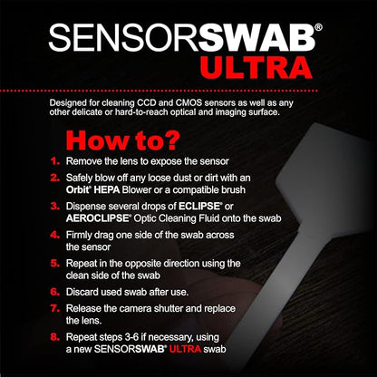 Sensor Cleaning Swab Kit - Eclipse Optic Cleaning Solution (0.5oz/15ml) + Type-3 Sensor Swab Ultra 24mm (Pack of 6) - for Full Frame CMOS and CCD Sensors - Dust & Oil Remover