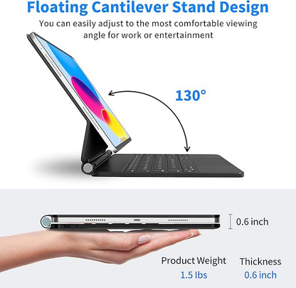 for iPad 11th (A16 2025) & iPad 10th Generation Case with Keyboard – Magic-Style Magnetic Keyboard for ipad 10th generation (10.9-inch 2022) with 7 Color Backlight, Multi-Touch Trackpad (Black)