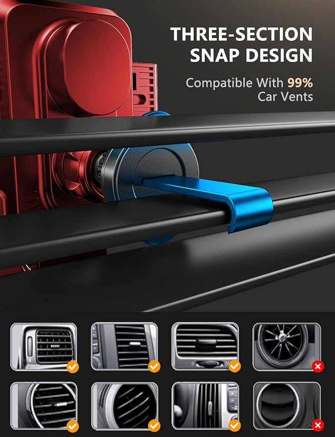 JOYMASS Wireless Car Charger, Phone Holders for Your Car, 15W Auto Clamping Phone Mount Car Accessories for iPhone 16 15 14 13 12 Mini Pro Max 11, Samsung Galaxy S24 Ultra S23 S22+ Note 20, etc - Red