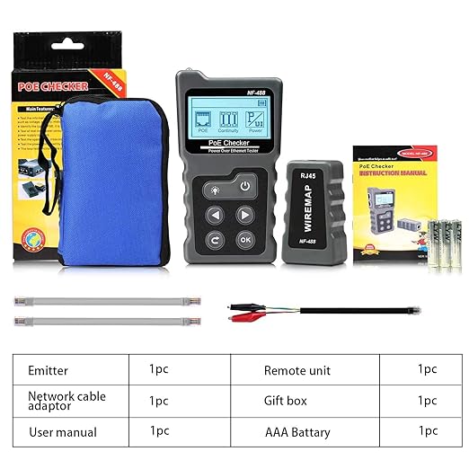 NOYAFA NF-488 RJ45 Network Cable Tester POE Ethernet Power Detector Tool