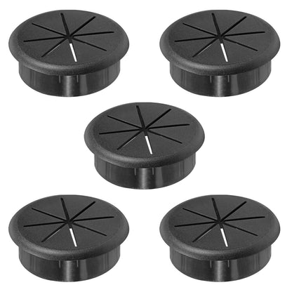 2-3/8" Black Desk Grommet, JTemgle Flexible Cable Grommet Rubber Cable Hole Cover Wire Organizer Caps Desktop Cord Management for Home Office TV Stands Tabletops, 5 Pieces