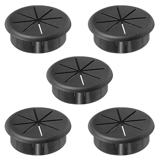 2-3/8" Black Desk Grommet, JTemgle Flexible Cable Grommet Rubber Cable Hole Cover Wire Organizer Caps Desktop Cord Management for Home Office TV Stands Tabletops, 5 Pieces
