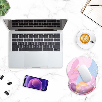 ITNRSIIET Ergonomic Mouse Pad with Gel Wrist Support Small Wrist Rest Smooth Surface Non-Slip PU Base Comfortable Office Supplies Pain Relief, 8.7 x 7.2 inches, Art Style Pattern