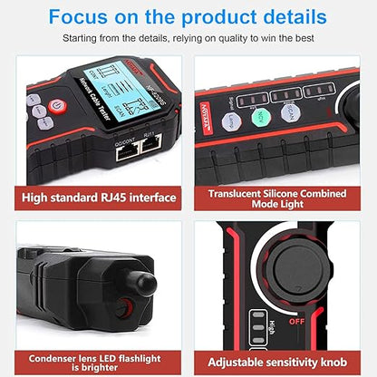 NOYAFA NF-8209S Network Cable Tester for CAT5, CAT6, LAN/Ethernet with PoE and NCV, LCD Anti-Interference scan Mode Wire Tracer Lithium Battery Charge
