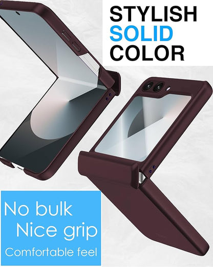 STORMTAL for Samsung Galaxy Z Flip 6 Case/Z Flip 7 FE Case, Hinge Protection, Built-in Screen Protector, Wireless Charging, Slim Rugged Phone Protective Case for Galaxy Z Flip 6 Wine